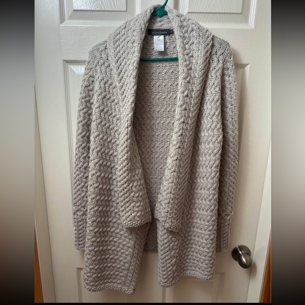 Ireland’s Eye Glenross Aran Waterfall Cardigan Large New Without Tags